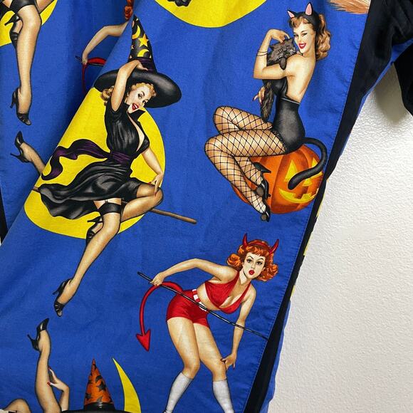 Van Heusen Shirt Mens 2XLT Black Pin-Up Girls Halloween Holiday Devil Novelty * - Picture 9 of 11
